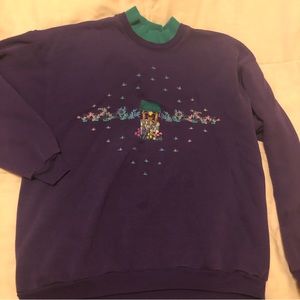 Vintage Purple and Green Cottage Core Crewneck Sweatshirt